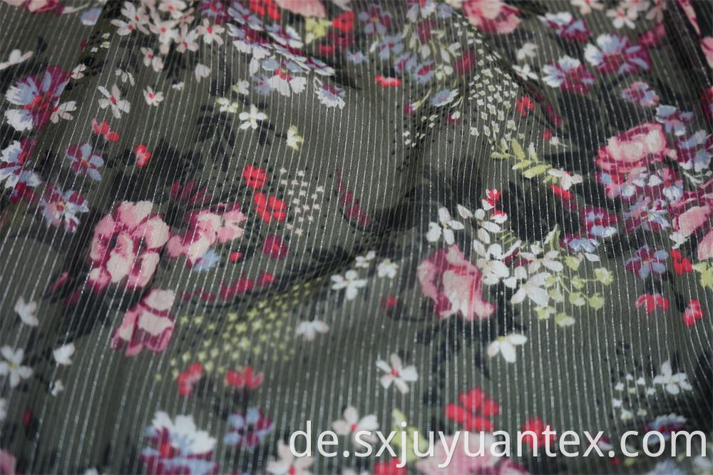 Viscose Georgette Lurex Stripe Print Fabric